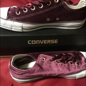 Burgundy Velvet Converse